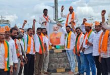 Prime Minister Narendra Modi’s portrait anointed with milk