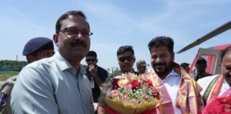 District officials extend a grand welcome to the Chief Minister