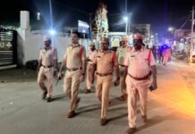 Police conducted a flag march to maintain law and order